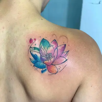 watercolor lotus tattoo