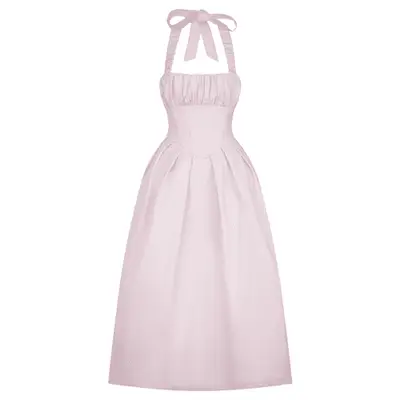 Meshki Candy Halter Midi Dress in ballet pink