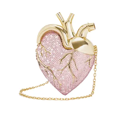 JW Pei Maren Artificial Crystal Heart Shaped Bag in pink