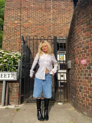 Reformation x Kacey Musgraves Stella Silk Dress in ivory on model