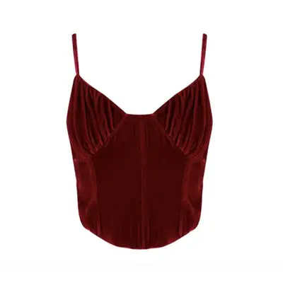 Fiolas Zoe Bustier top in red vegan silk