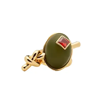 Kate Spade Shaken or Stirred Statement Ring in olive green multi with gold