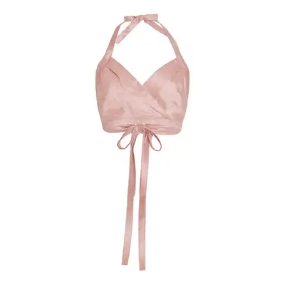 House of Aama Baby Pink Silk Halter Top