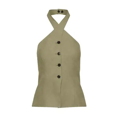 Wilfred CruiseLInen Lisbon Vest in sundried olive green