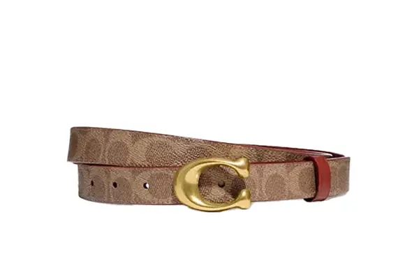 a person wearing CHAOREN Leather Belt with Gold Buckle with jeans