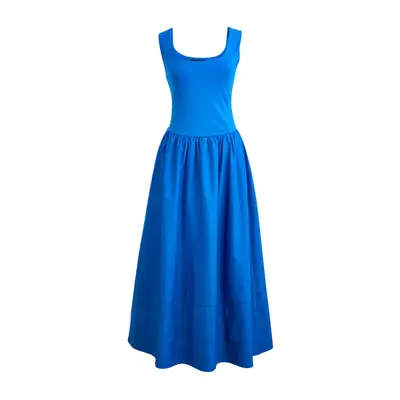 Hanifa Flora Sheer Maxi dress in orange on model