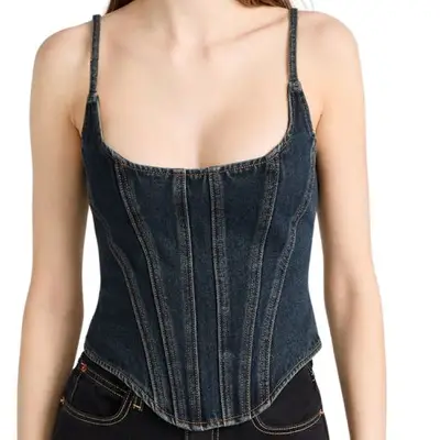 Model wearing a Lioness denim corset