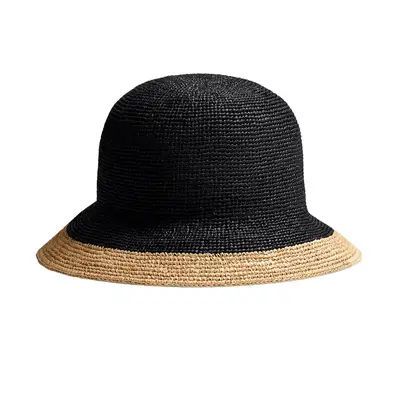 Me+Em Raffia Hat in black with natural trim
