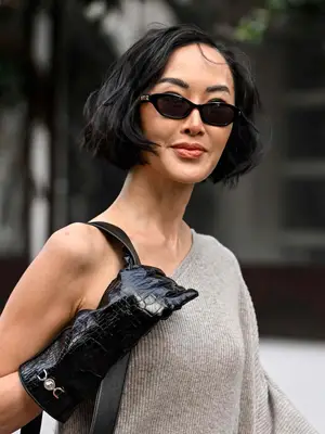 Chriselle Lim wearing black micro sunglasses