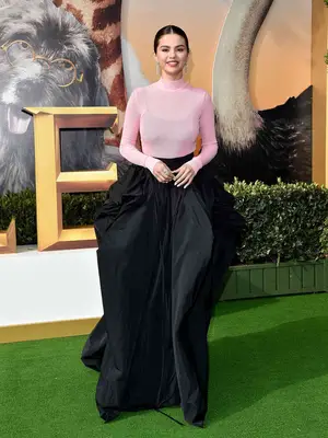 Selena Gomez wears a pink and black Givenchy ballgown to the Dolittle premiere in 2020