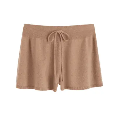 Cuyana Single-Origin Cashmere Shorts in camel