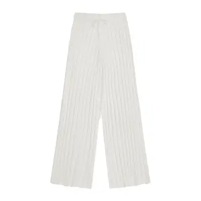 Naked Cashmere Christie Ribbed Wide Leg Pant in ecru