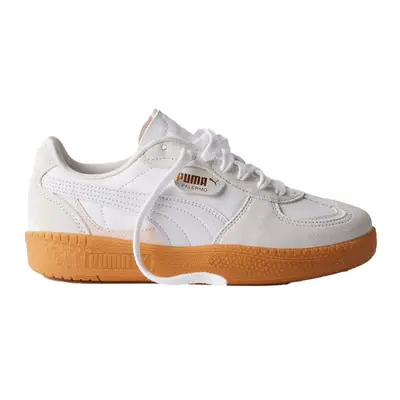 Green, white, and gray Puma Palermo leather sneakers