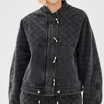 Isabel Marant Celiany Jacket in dark gray with toggles on model