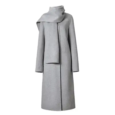 A.W.A.K.E. Mode Oversized Wool Poncho Coat in natural
