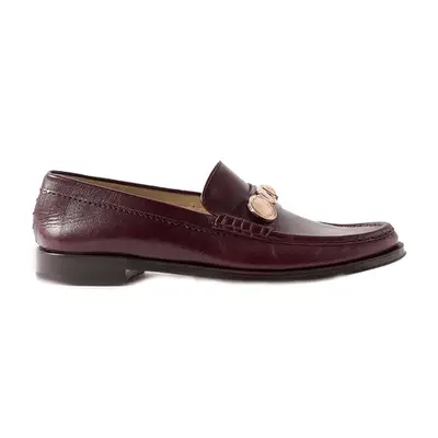 Gabriela Hearst Melchora Embellished Leather Loafers in deep plum with gold accents