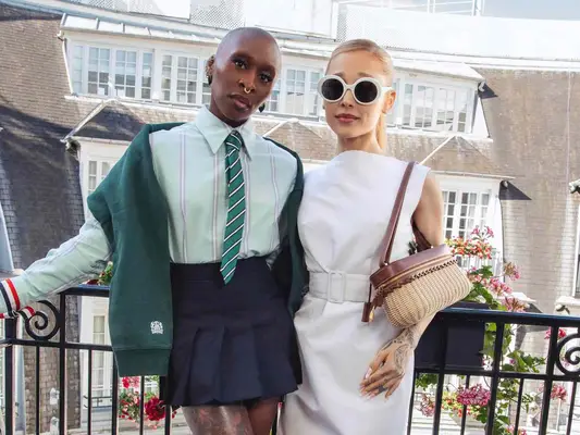 Cynthia Erivo and Ariana Grande wearing Wicked-inspired outfits