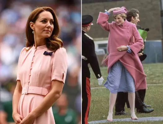 Kate Middleton and Princess Diana in baby pink over coats