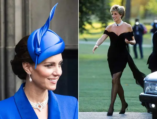 Kate Middleton and Princess Diana in similar pearl chokers