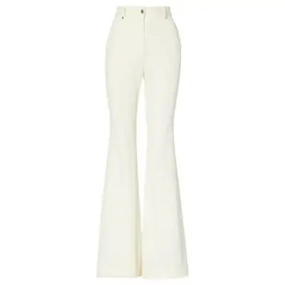 Sergio Hudson High Waist Boot Cut Denim Trouser in white