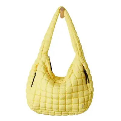 Yellow quilted tote bag