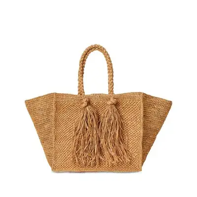 BTB Los Angeles woven tote with tassels