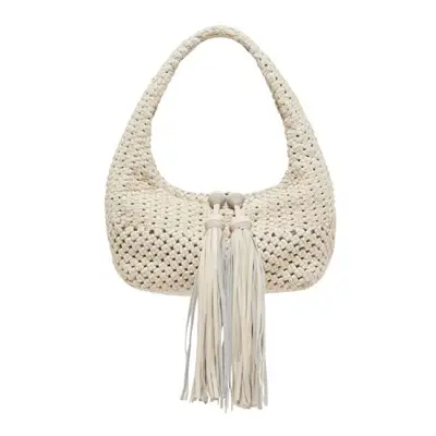 circular knit bag with tassels