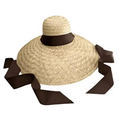 Ivy Coast Geranium Sun Hat with long chocolate brown grosgrain ribbon