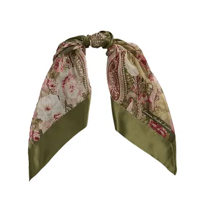 Lauren Ralph Lauren Floral Silk Square Scarf in green and pink