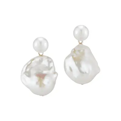 Mateo New York Duality Pearl Drop Earrings