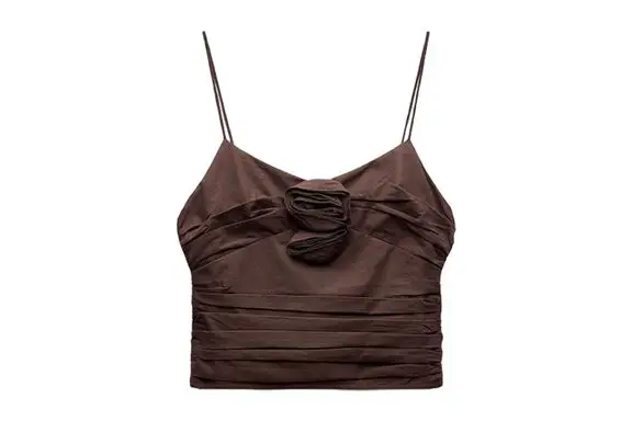 Zara Draped Top With Textured Flowers