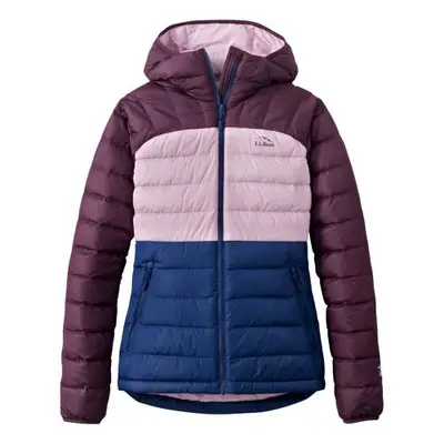 Puffer jacket with purple, lilac, and blue colorblock