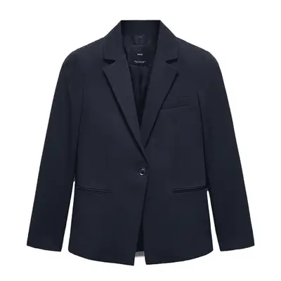 Mango Fitted Suit Blazer in navy