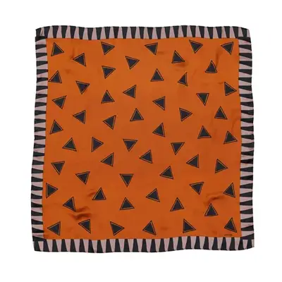 Wrap Life Satin Head Scarf in Harmony orange and black pattern