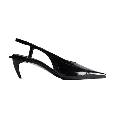 H&M Studio Collection Kitten-Heeled Leather Slingback shoe in black