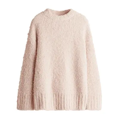 H&M Fluffy-Knit Sweater in light dusty pink