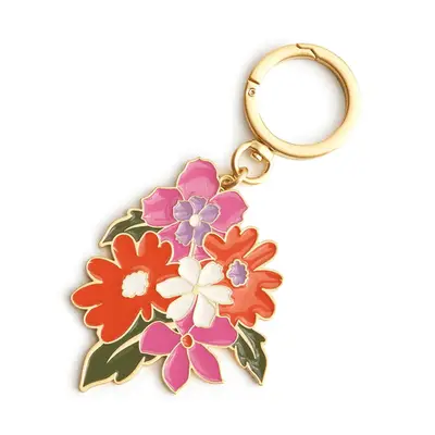 Vera Bradley Enamel Key Chain Floral in pink, orange, lavender, and white