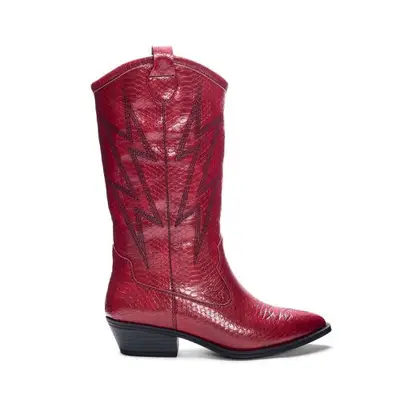 Red cowboy boot in profile 