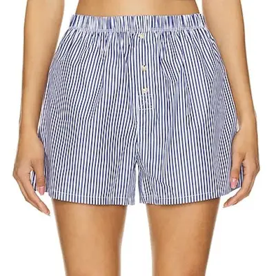 Donni The Pop Boxer in blue and white striped linen