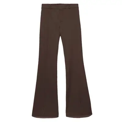 Frame Le High Flared Split Trousers in dark brown
