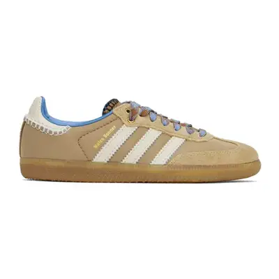 Adidas x Wales Bonner Originals Edition Nylon Samba Sneakers in beige with white stripes
