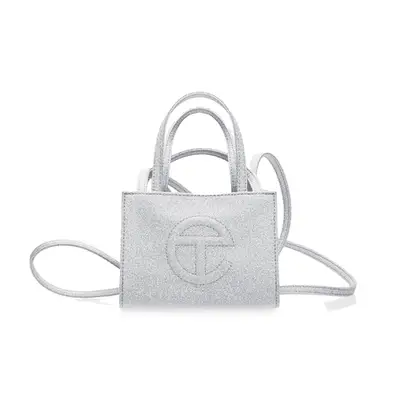 Telfar Small Shopping Bag in silver glitter