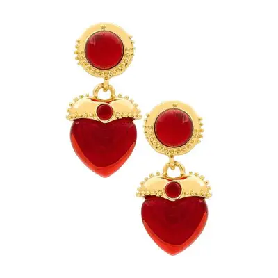 red heart and gold earrings
