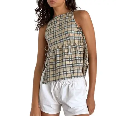 model wearing a printed top 