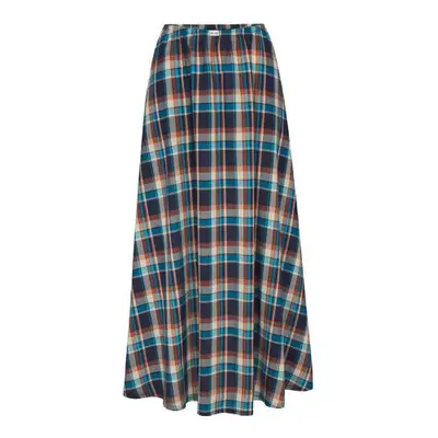 long tartan blue and red skirt