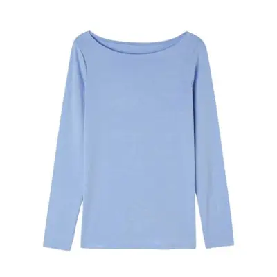 Intimissimi Long Sleeve Boatneck Top in periwinkle blue