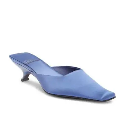 blue satin mules