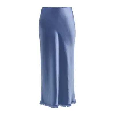 Vince Frayed-Hem Midi Skirt in periwinkle