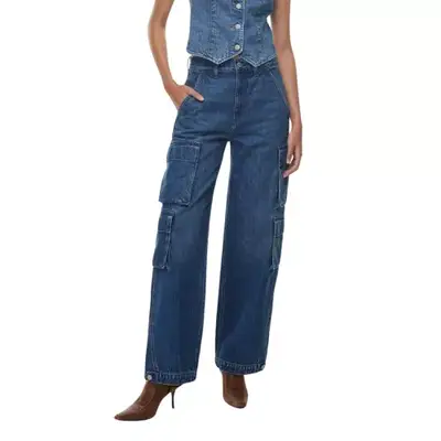 dark wash cargo jeans