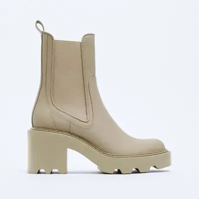 Rubberized Heeled Ankle Boots ($90)